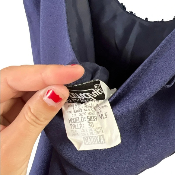 Navy blue formal classy beaded dress - Picture 5 of 6